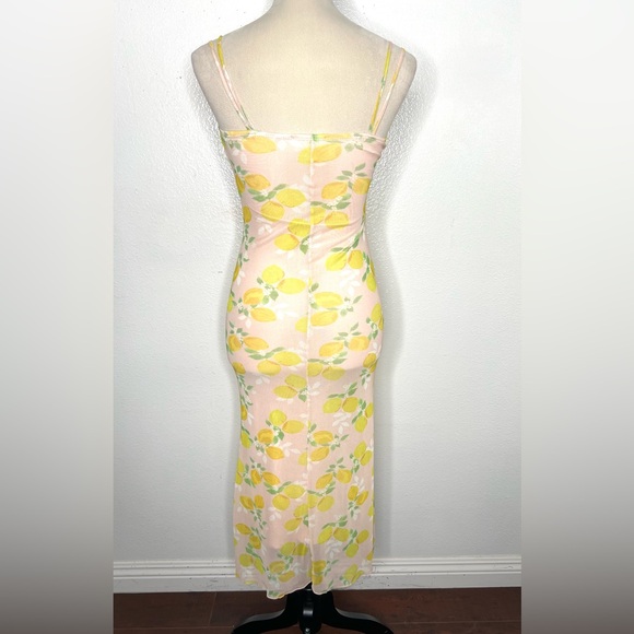 SEE YOU MONDAY Lemon Print Mesh Maxi Dress Size XS - Picture 3 of 9